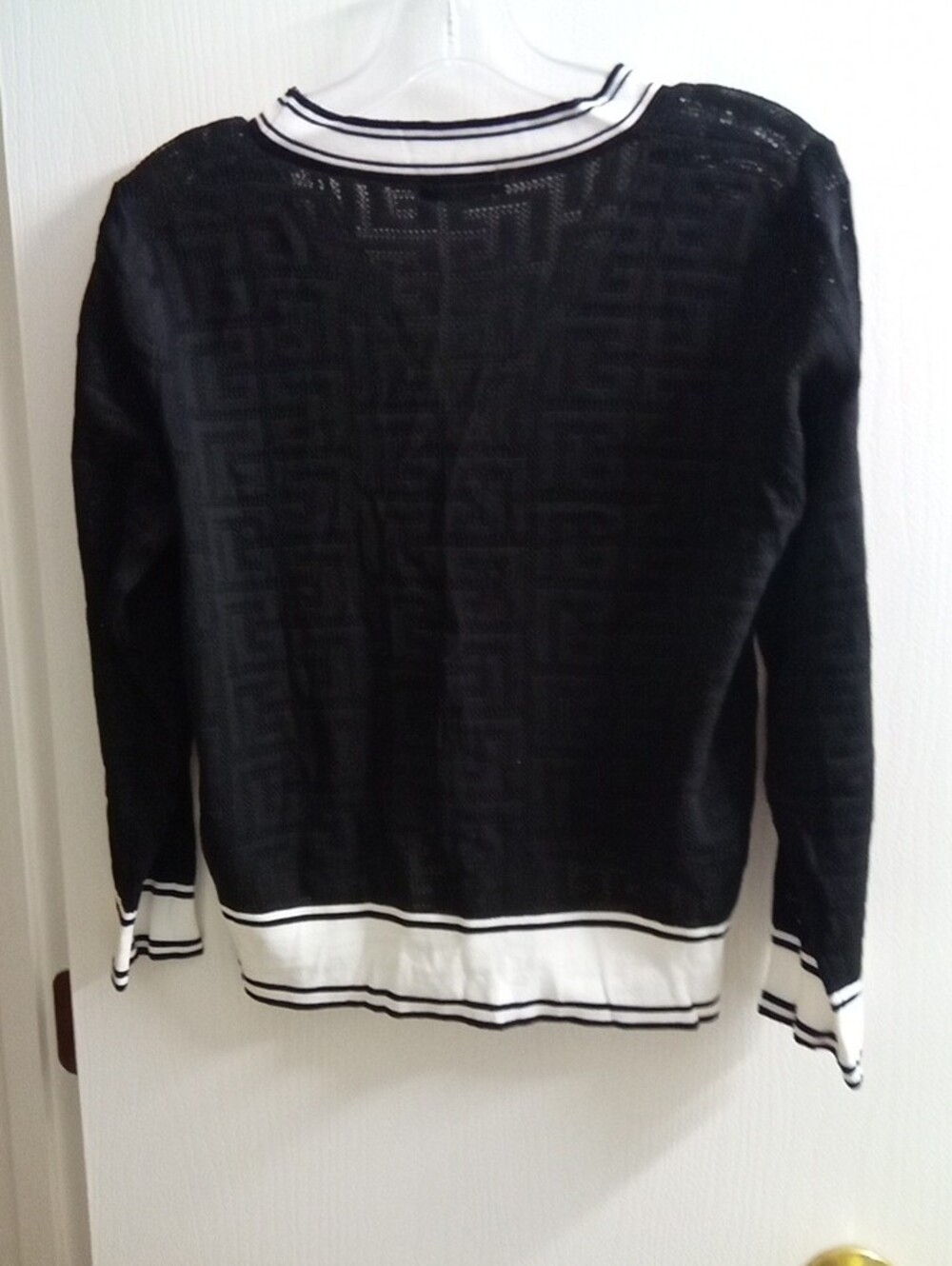 Givenchy Black Knit Cardigan with White Trim - Picture 3 of 3